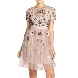 Needle & Thread‎ Dress Woodland Floral Embellished Tulle Pastel Pink Minidress 2